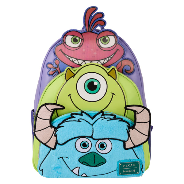 Monsters Inc Mike Sulley Randall Triple Pocket Mini Backpack
