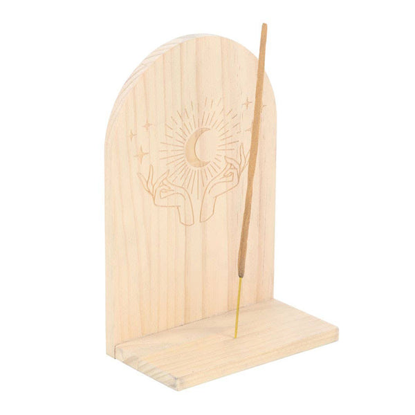 Natural Mystical Hands Wooden Incense Holder Shelf