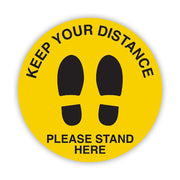 Durus Circle Adh Social Distancing Shoeprint Sign (Blk/Ylw)