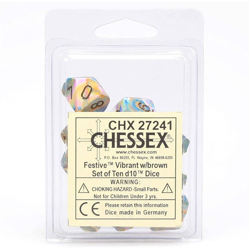 Chessex D10 Polyeder 10-teiliges festliches Set