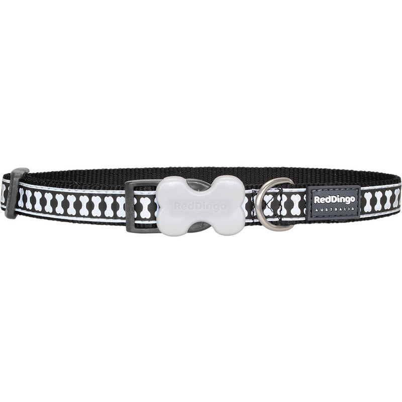 Hundehalsband mit reflektierendem Knochendesign (Schwarz)