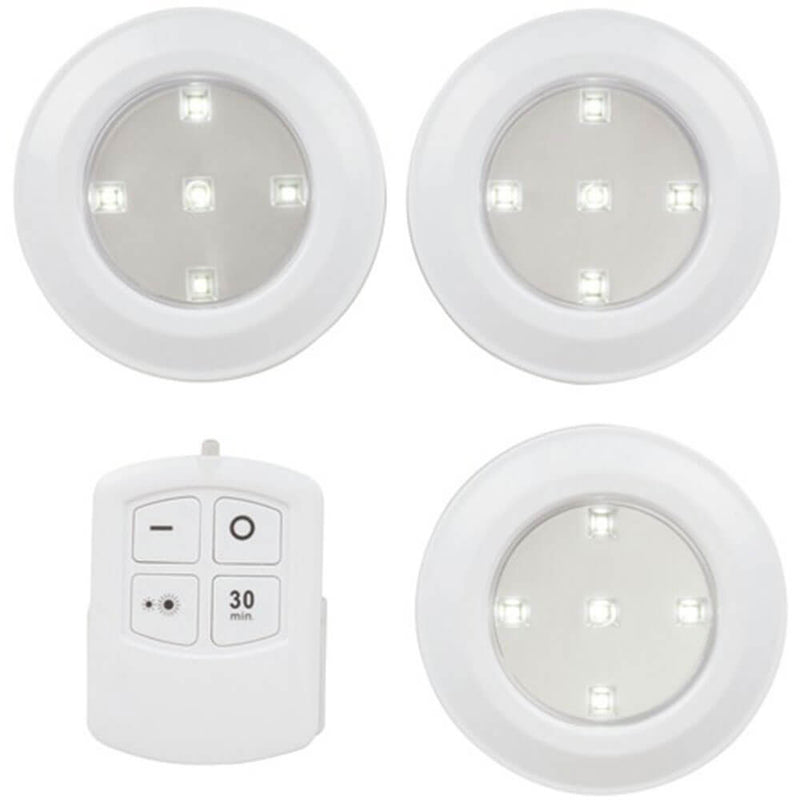 Remote Controlled LED Puck Light Triple Pack