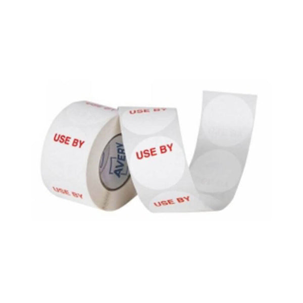 Avery USE BY Removable Label 40mm 500/roll (White/Red)
