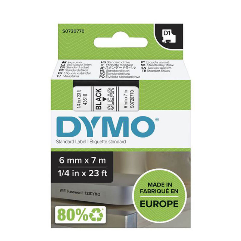 Dymo D1 Bandetikett 6 mm x 7 m